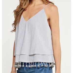 NWT!! Love Stitch Pom Pom boho tank
